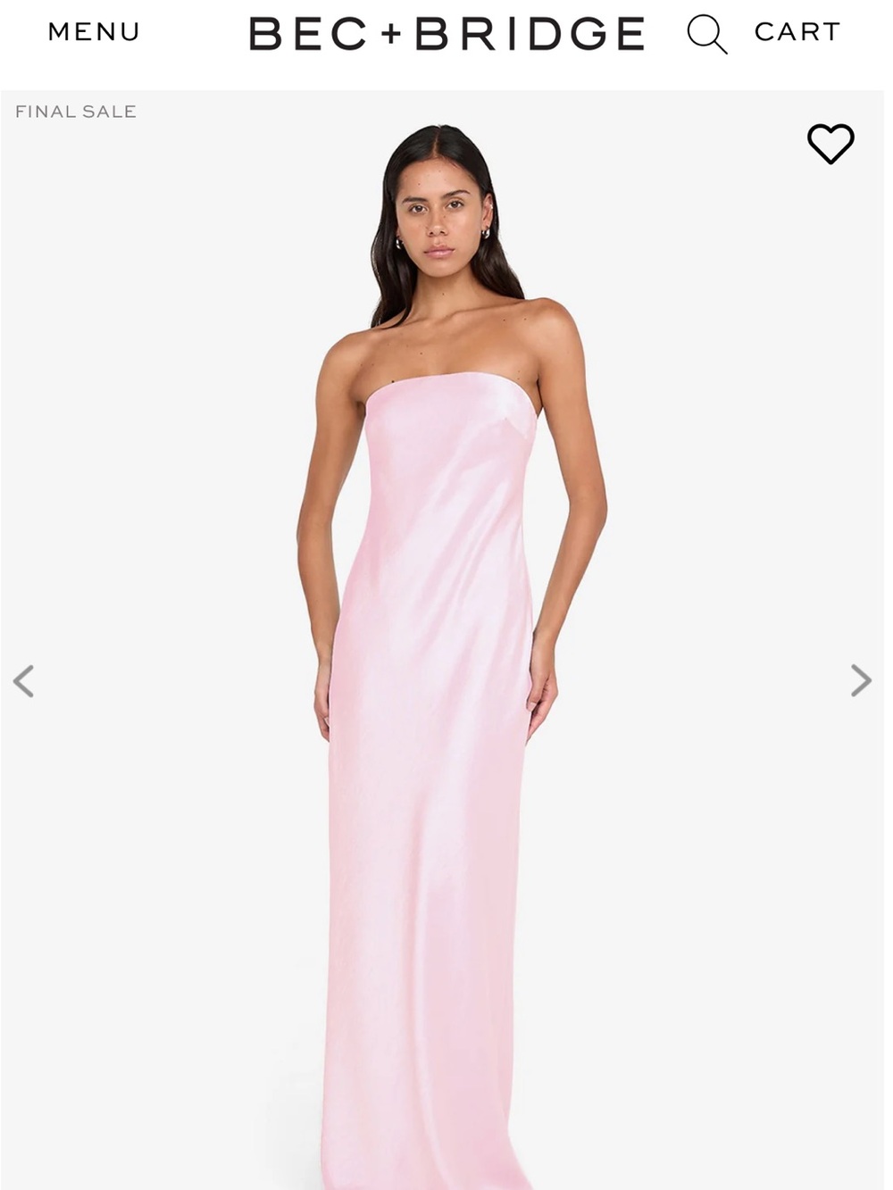 Bec & Bridge Austen Strapless Maxi Dress in Powder Pink